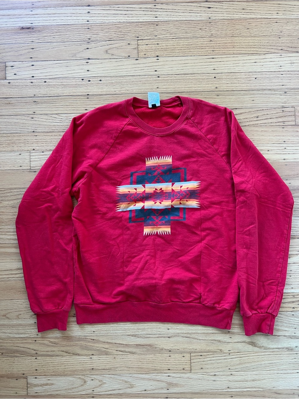 Pendleton Red Sweater Native Aztec Southwestern Made In USA Size Medium